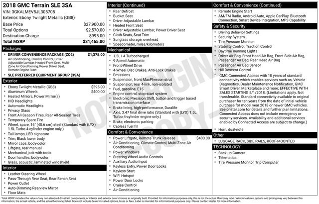 Used 2018 GMC Terrain SLE w/ Driver Convenience Package FWD image 10