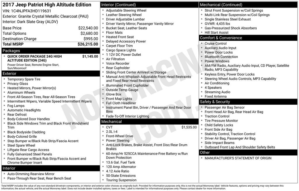 Used 2017 Jeep Patriot High Altitude FWD image 3