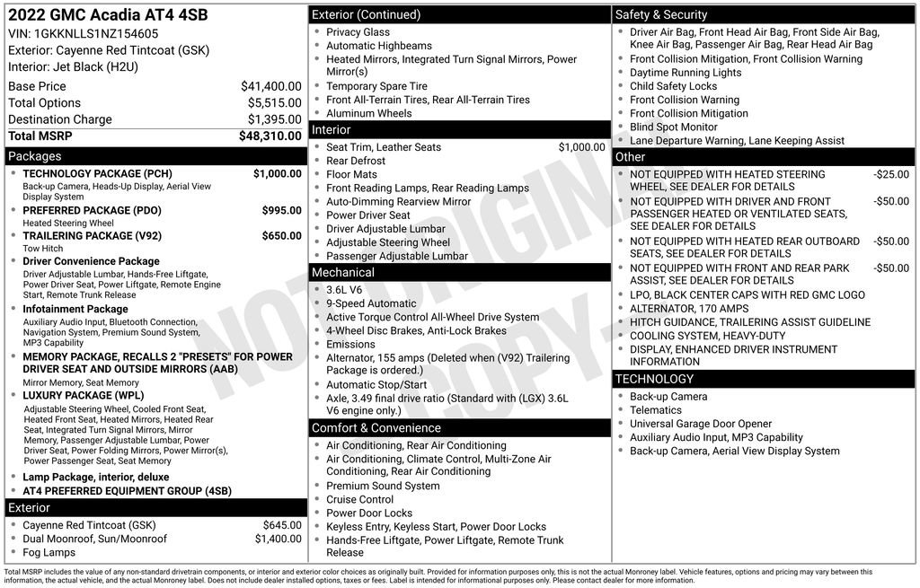 Used 2022 GMC Acadia AT4 w/ Technology Package AWD/4WD image 9