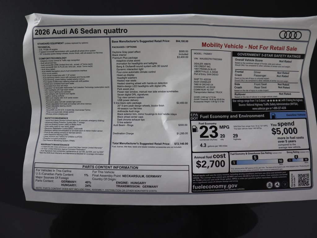 Used 2026 Audi A6 Premium Plus w/ Premium Plus Package AWD/4WD image 10