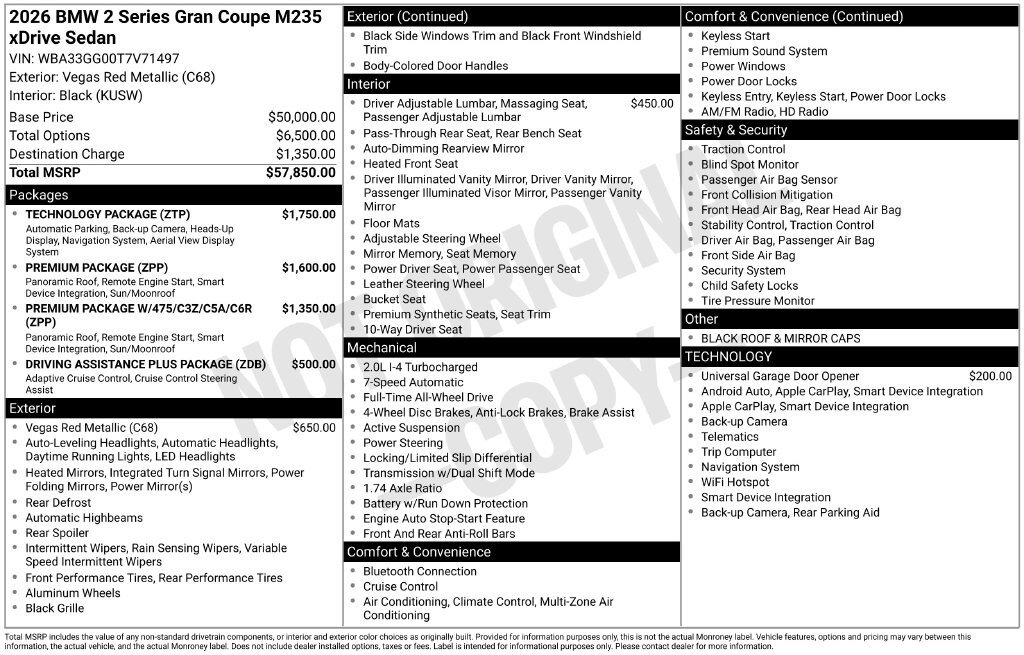 New 2026 BMW M235i xDrive w/ Technology Package AWD/4WD image 2