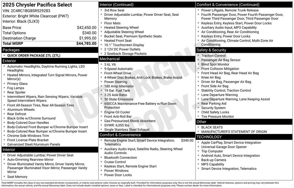 Used 2025 Chrysler Pacifica Select FWD image 6