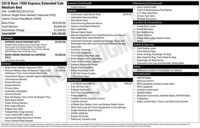 Used 2018 RAM 1500 Express w/ Express Value Package AWD/4WD image 29