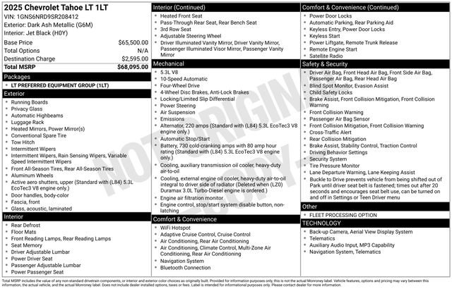Certified 2025 Chevrolet Tahoe LT AWD/4WD image 6