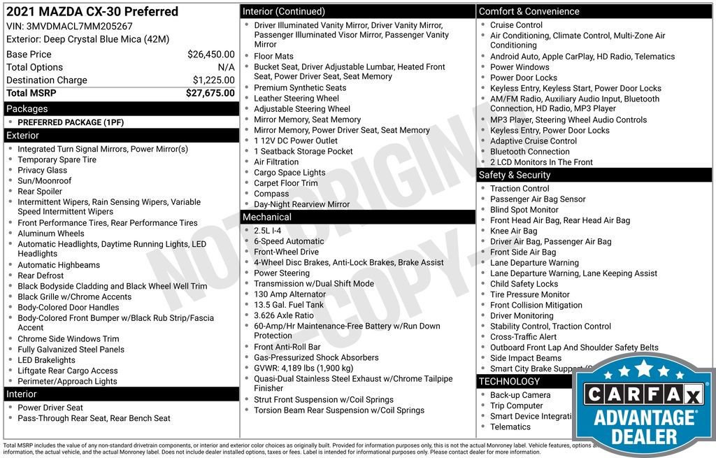 Used 2021 MAZDA CX-30 FWD 2.5 S w/ Preferred Package image 10