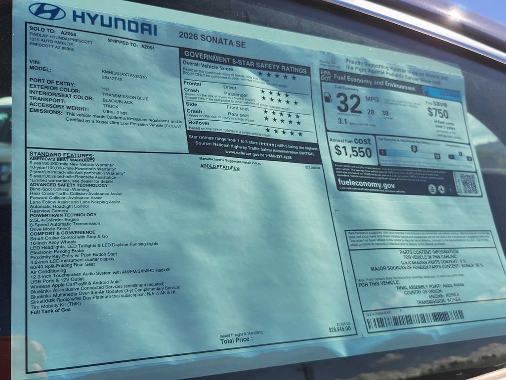 New 2026 Hyundai Sonata SE FWD image 32