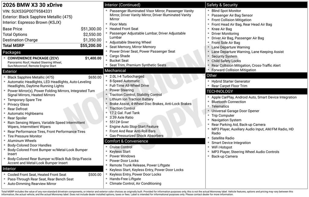 New 2026 BMW X3 xDrive30i w/ Convenience Package AWD/4WD image 4