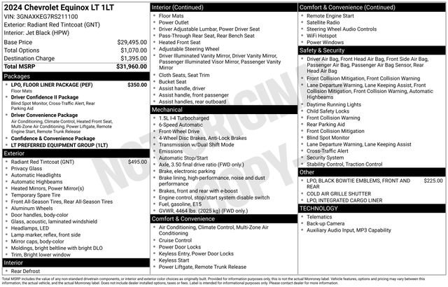 Certified 2024 Chevrolet Equinox LT w/ LPO, Floor Liner Package FWD image 26