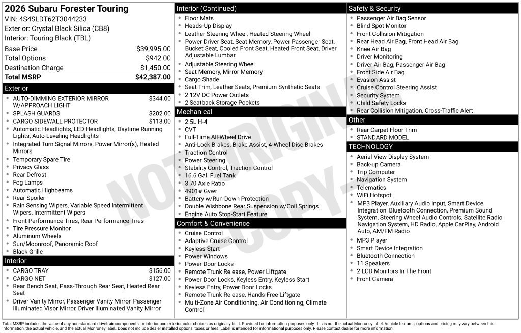 Certified 2026 Subaru Forester Touring AWD/4WD image 39
