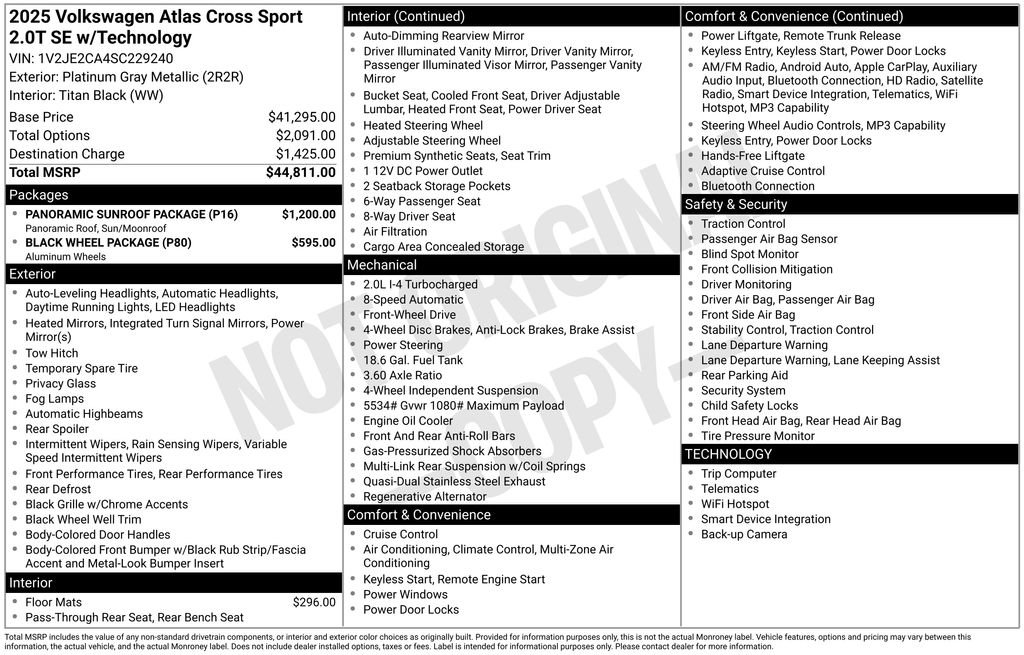 Used 2025 Volkswagen Atlas Cross Sport SE w/ Panoramic Sunroof Package FWD image 5