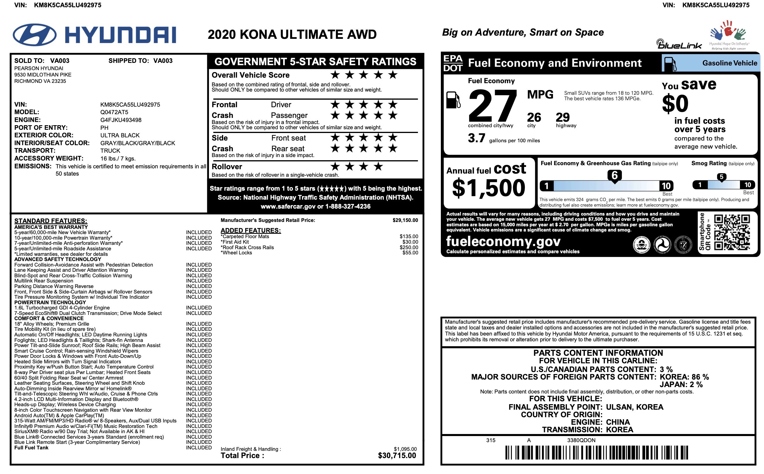 Used 2020 Hyundai Kona Ultimate AWD/4WD image 2