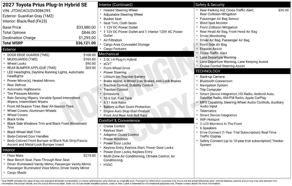 New 2027 Toyota Prius Plug-In Hybrid FWD image 25