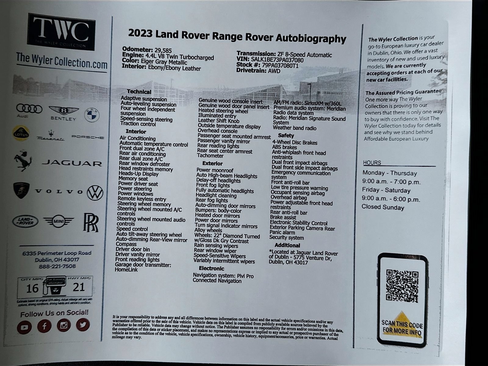 Used 2023 Land Rover Range Rover Long Wheelbase Autobiography AWD/4WD image 48
