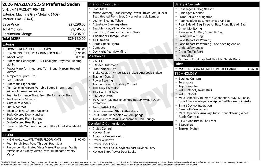 New 2026 MAZDA MAZDA3 2.5 S Sedan w/ Preferred Pkg FWD image 21