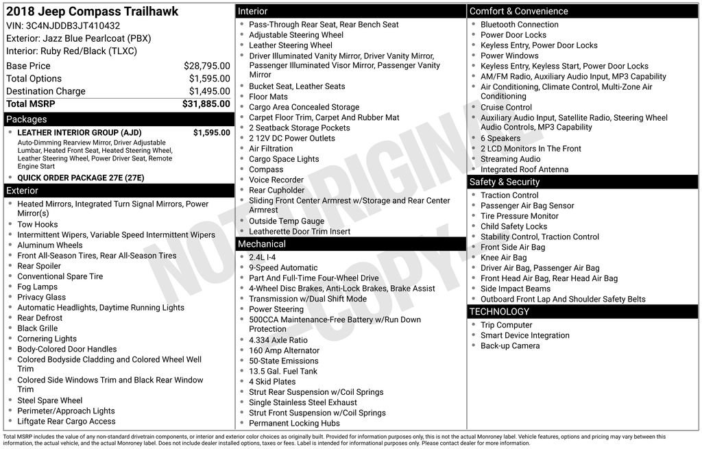 Used 2018 Jeep Compass Trailhawk w/ Leather Interior Group image 46