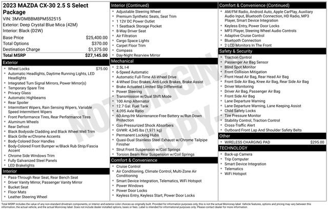 Used 2023 MAZDA CX-30 AWD 2.5 S w/ Select Package image 5