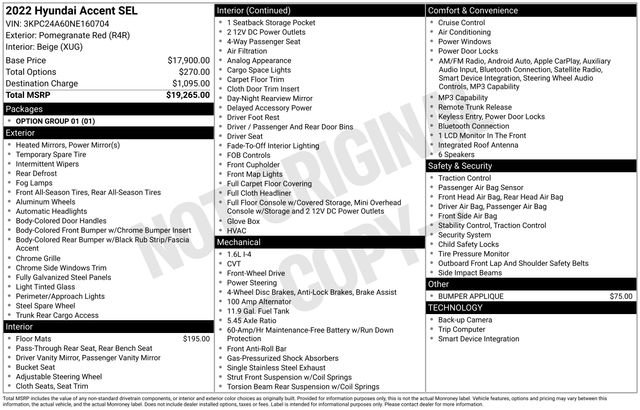 Used 2022 Hyundai Accent SEL FWD image 15