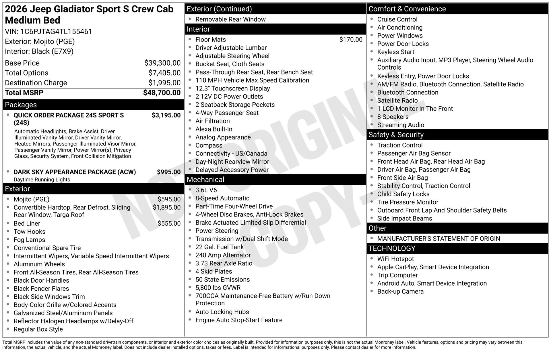 New 2026 Jeep Gladiator Sport AWD/4WD image 38