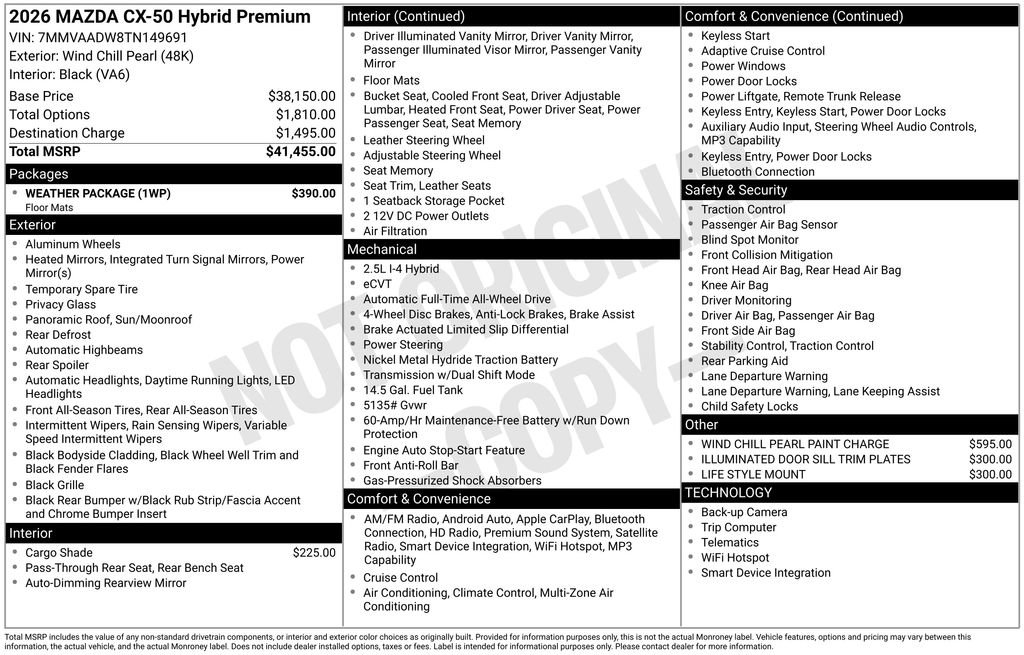 New 2026 MAZDA CX-50 AWD 2.5 Hybrid w/ Weather Package image 6