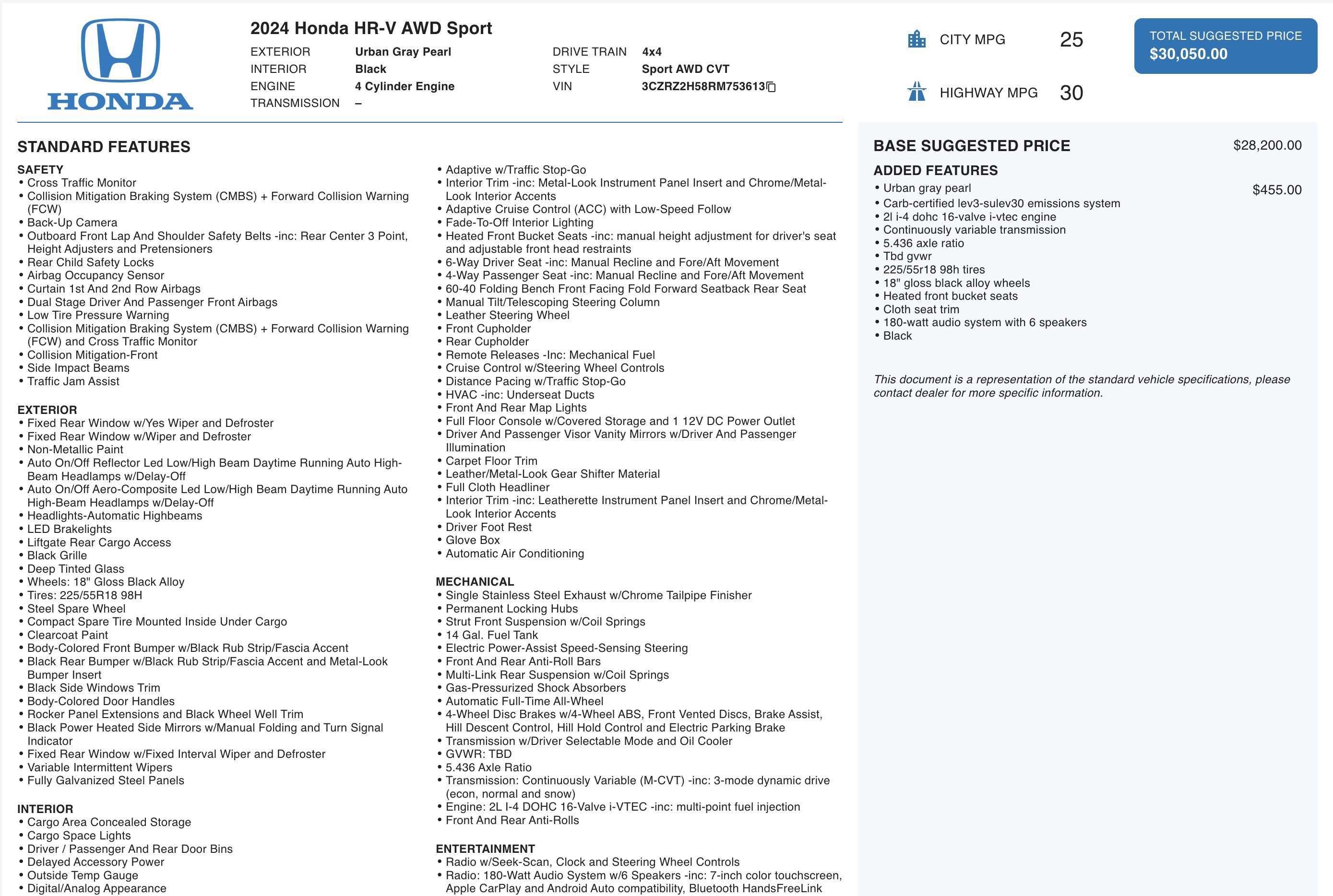 Used 2024 Honda HR-V Sport image 4