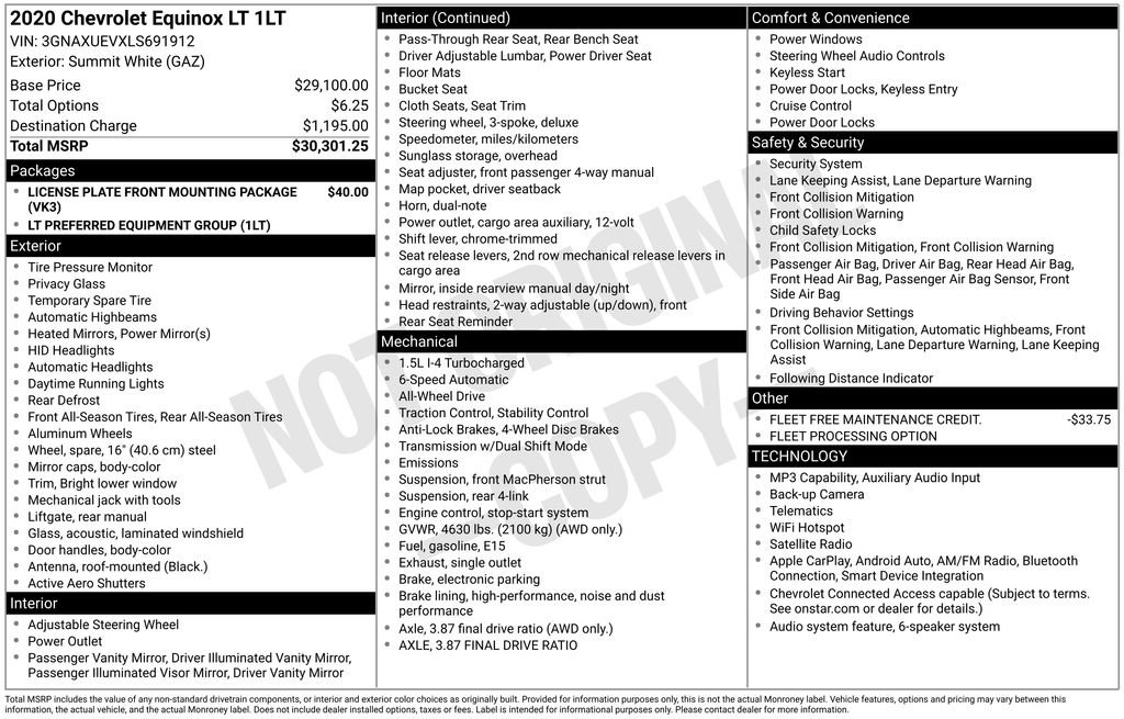 Used 2020 Chevrolet Equinox LT AWD/4WD image 2