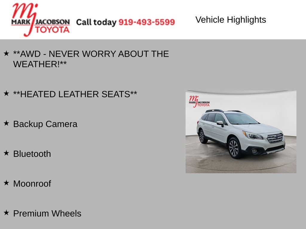 Used 2016 Subaru Outback 2.5i Limited AWD/4WD image 5