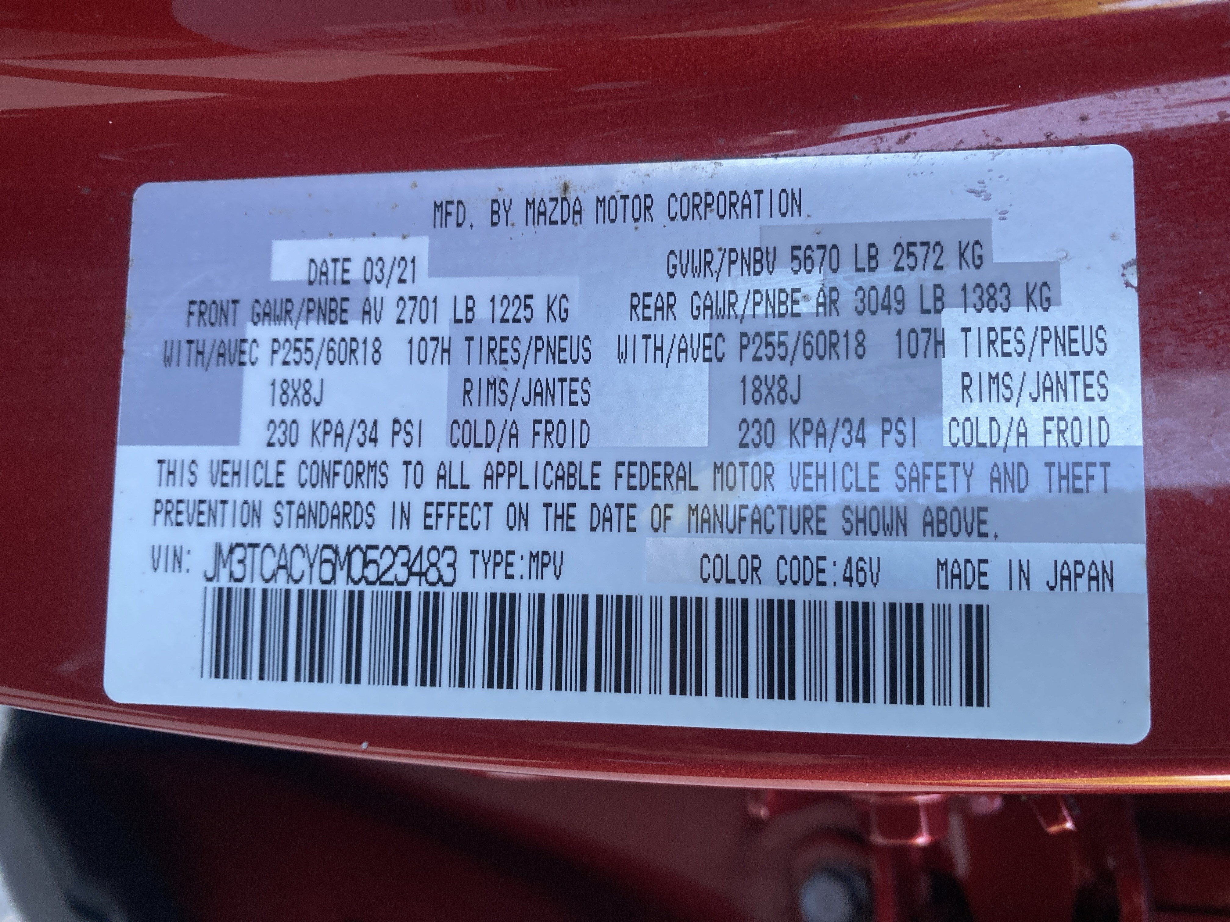 Used 2021 MAZDA CX-9 Touring w/ Touring Premium Package FWD image 39