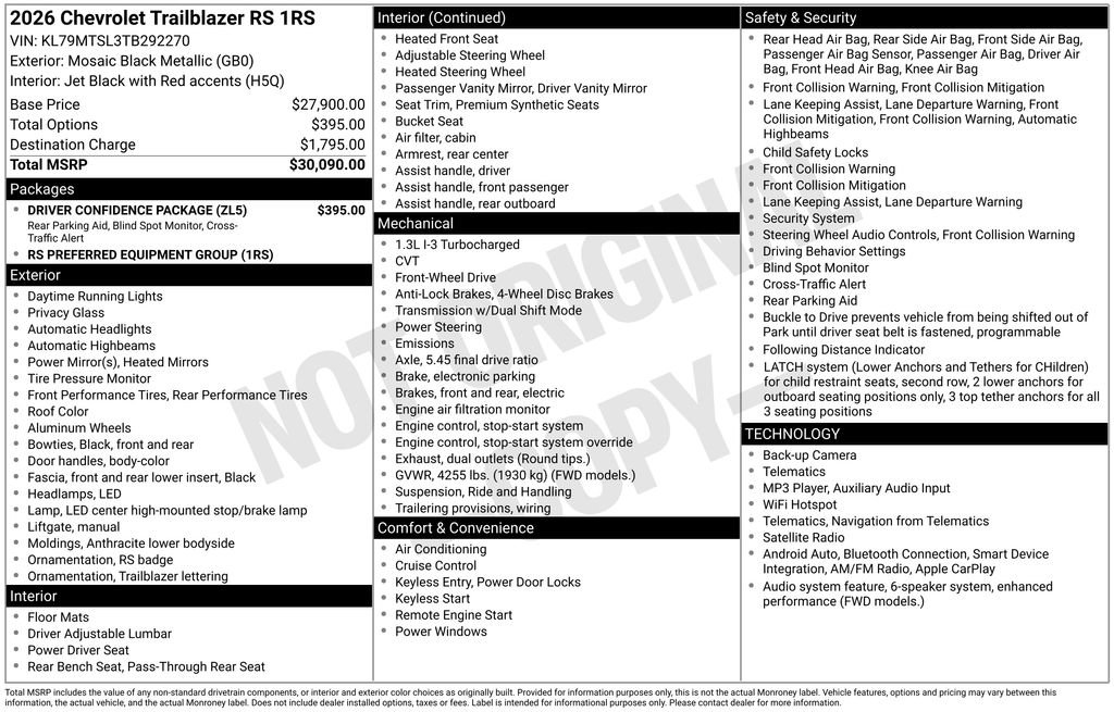 New 2026 Chevrolet TrailBlazer RS w/ Driver Confidence Package FWD image 23