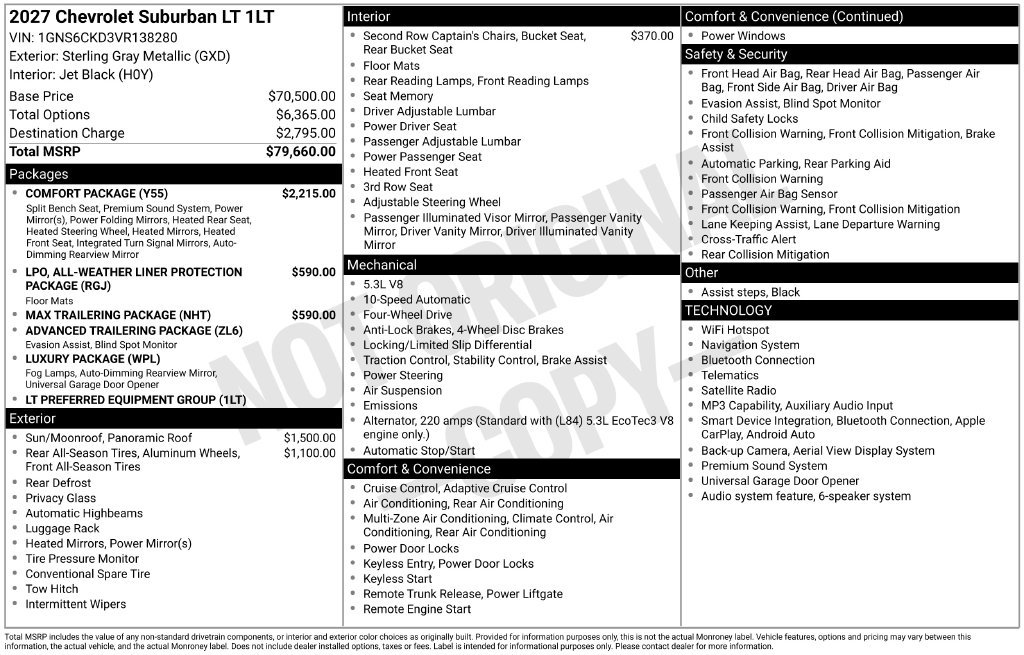 New 2027 Chevrolet Suburban LT w/ Comfort Package AWD/4WD image 26