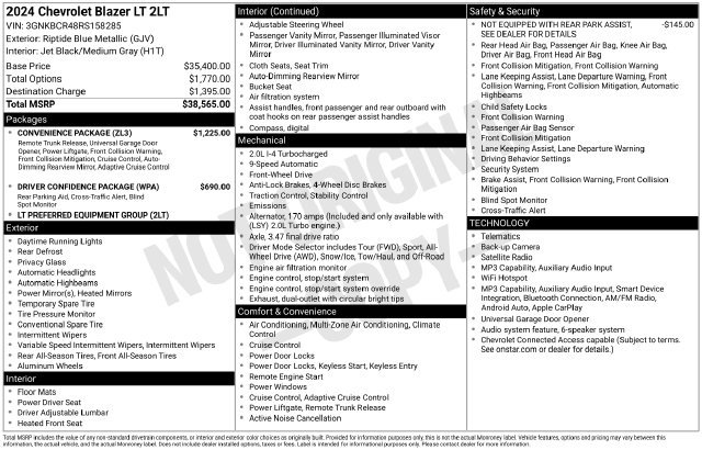 Used 2024 Chevrolet Blazer LT w/ Convenience Package FWD image 30