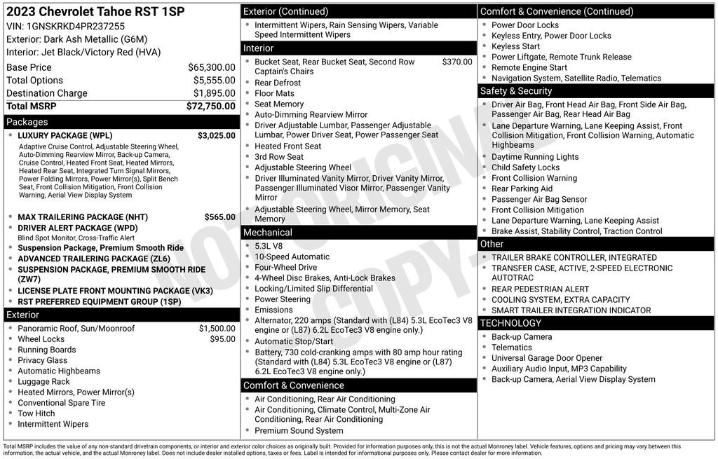 Certified 2023 Chevrolet Tahoe RST w/ Luxury Package AWD/4WD image 2