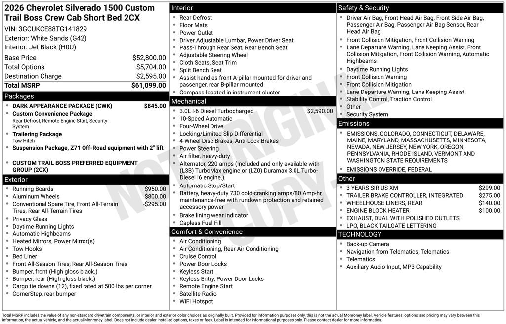 New 2026 Chevrolet Silverado 1500 Custom Trail Boss w/ Dark Appearance Package image 10