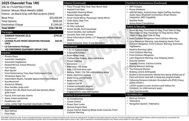 Used 2025 Chevrolet Trax RS w/ Sunroof Package image 5