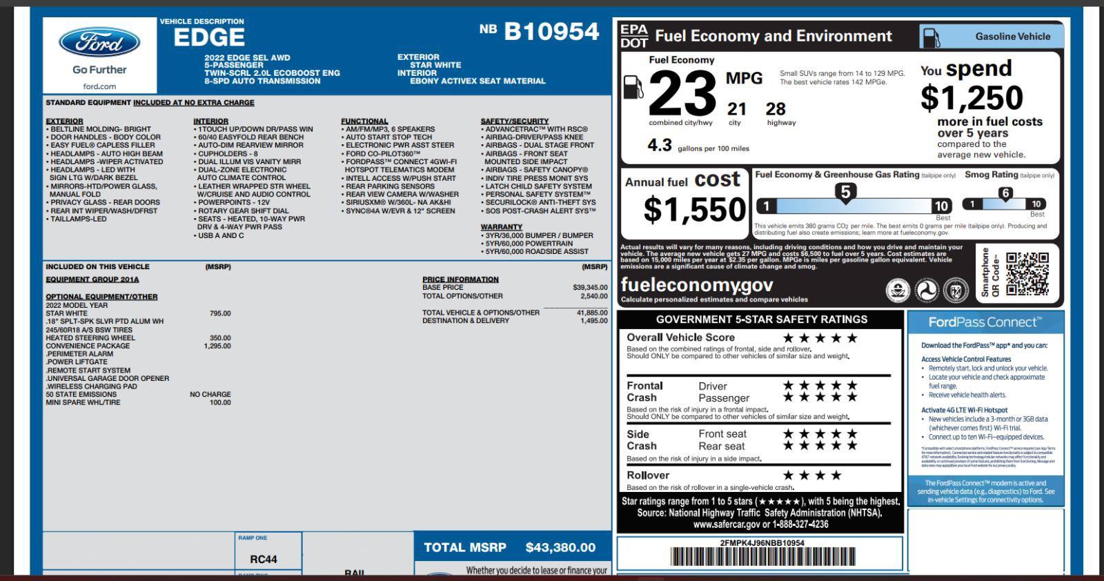 Used 2022 Ford Edge SEL w/ Convenience Package AWD/4WD image 4