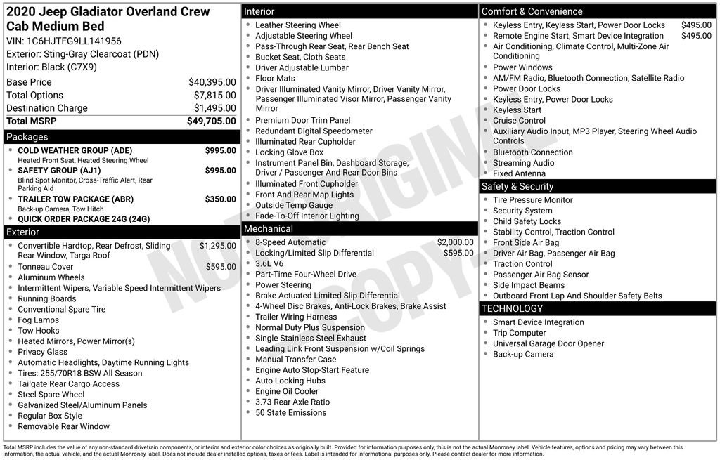 Used 2020 Jeep Gladiator Overland w/ Safety Group image 25