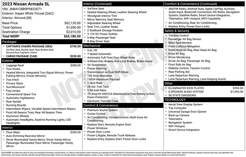 Used 2023 Nissan Armada SL w/ Captain's Chairs Package image 26