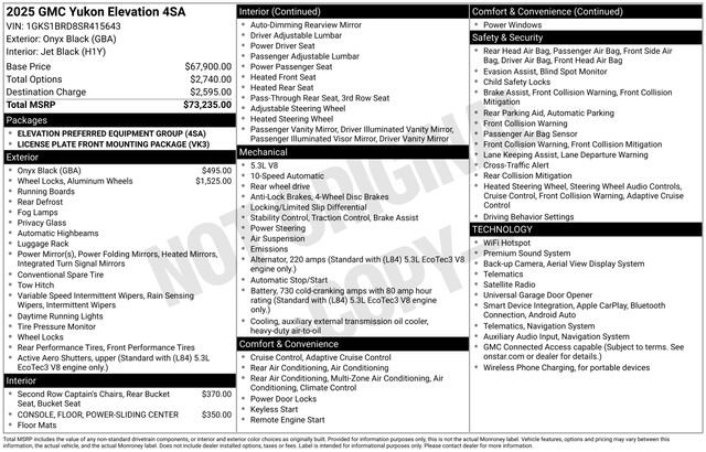 Used 2025 GMC Yukon Elevation RWD image 26