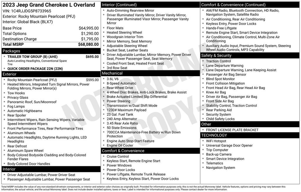 Used 2023 Jeep Grand Cherokee L Overland w/ Trailer Tow Group (B) RWD image 19