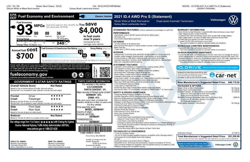 Used 2021 Volkswagen ID.4 Pro S w/ Gradient Package AWD/4WD image 8