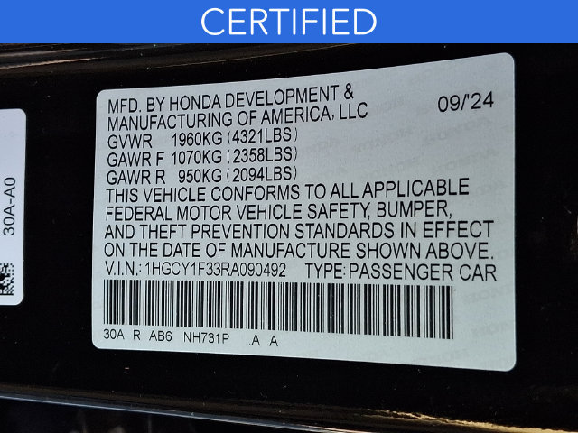 Certified 2024 Honda Accord EX image 27