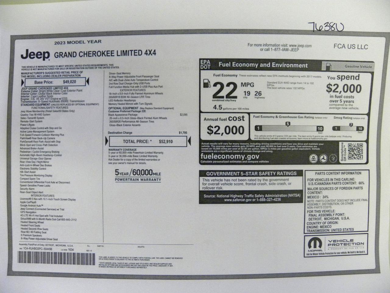Used 2023 Jeep Grand Cherokee Limited w/ Black Appearance Package AWD/4WD image 23