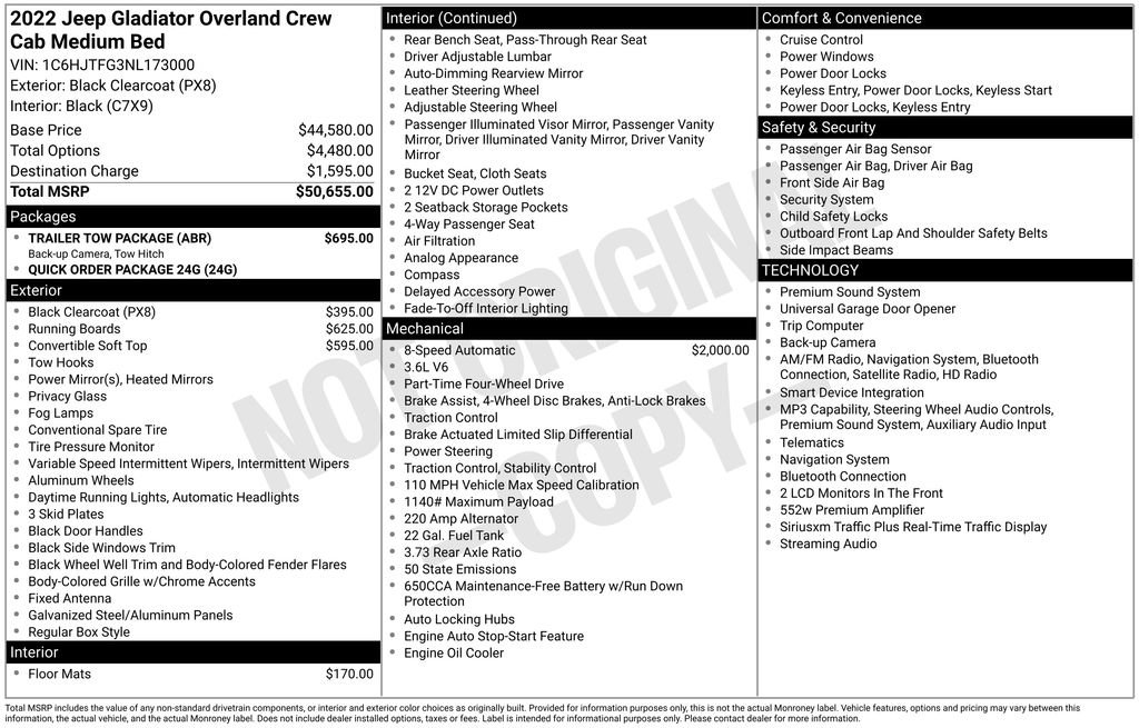 Certified 2022 Jeep Gladiator Overland w/ Trailer Tow Package AWD/4WD image 4
