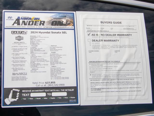 Certified 2024 Hyundai Sonata SEL w/ Convenience Package FWD image 28