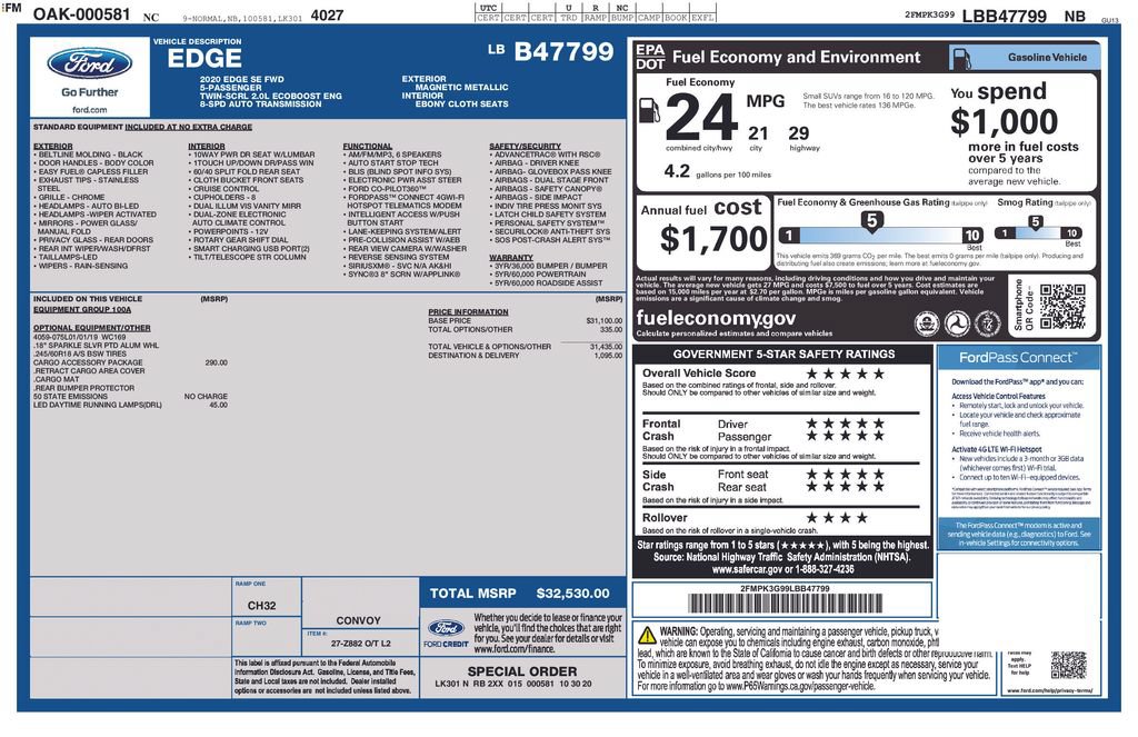 Used 2020 Ford Edge SE w/ Cargo Accessory Package FWD image 41