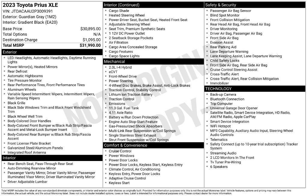 Used 2023 Toyota Prius XLE FWD image 11