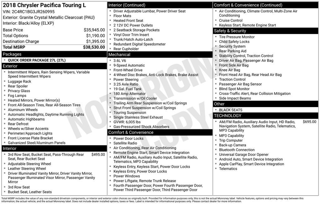 Used 2018 Chrysler Pacifica Touring-L FWD image 2