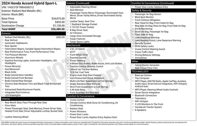 Certified 2024 Honda Accord Sport image 39