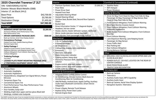 Used 2025 Chevrolet Traverse LT w/ Midnight/Sport Edition image 27