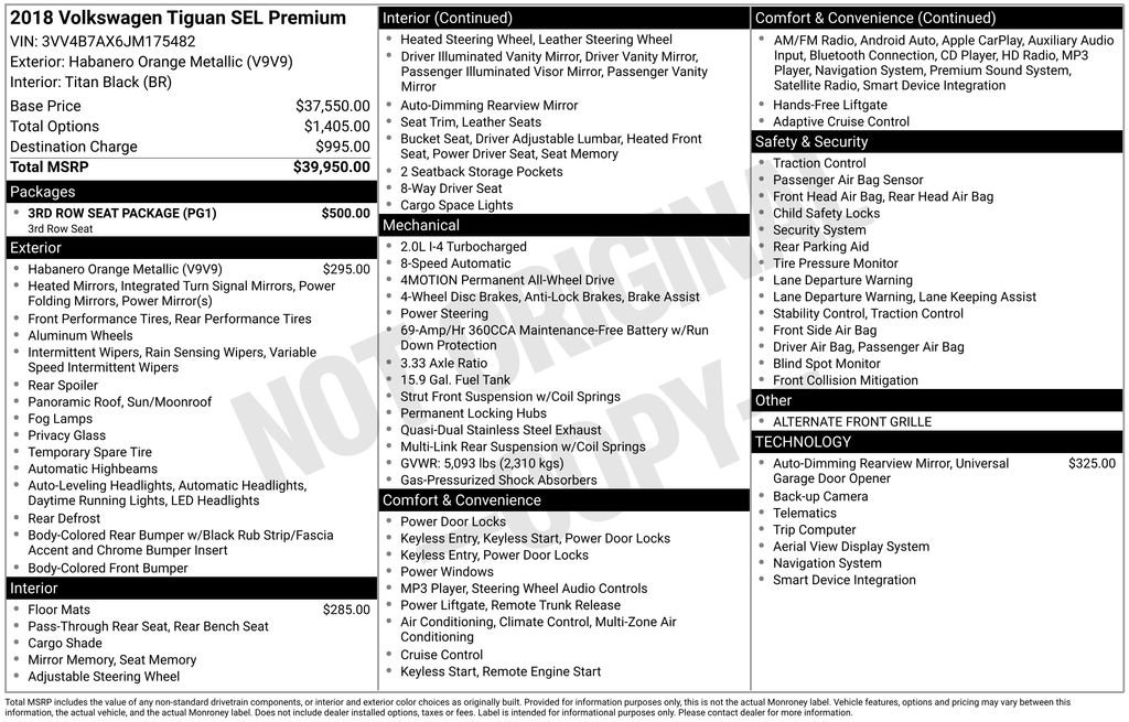 Used 2018 Volkswagen Tiguan SEL Premium w/ 3rd Row Seat Package image 14