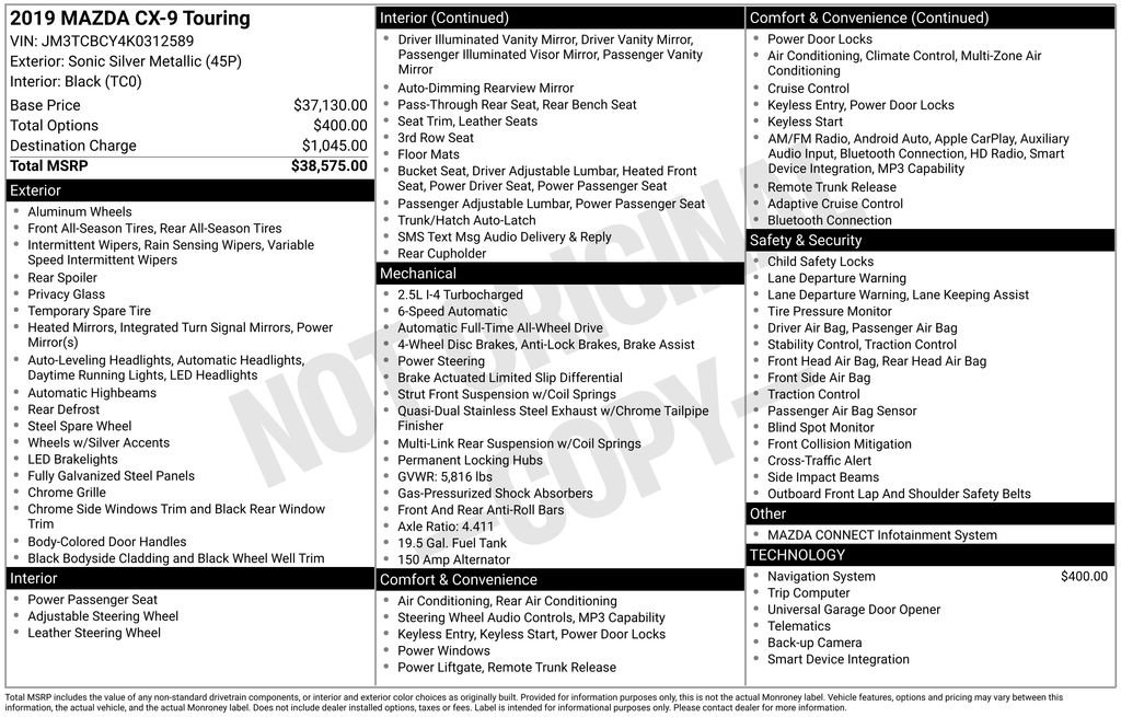 Used 2019 MAZDA CX-9 Touring image 6